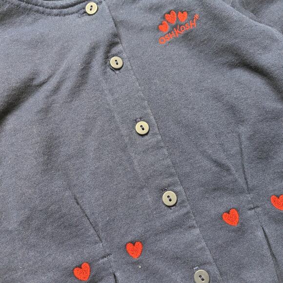 Vintage Oshkosh Bgosh Cardigan Girls Size 6 Navy Heart - Picture 2 of 6
